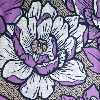 Afrikanischer Wax Print Stoff Baumwolle LILA FLOWERS